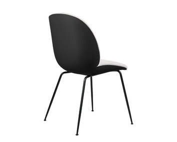 Beetle stol, conic metallben svart, svart plastbaksida med tyg Light Bouclé