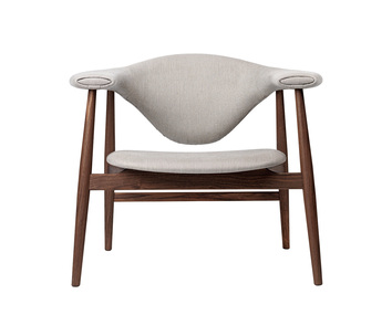 Masculo loungefåtölj, amerikansk valnöt, tyg Dedar Sinequanon 010 Acqua