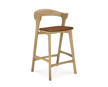 Bok Barstol i sitthöjd 66 centimeter med lädersits i lackad ek