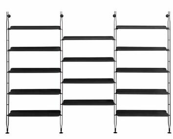 Adam Wood hylla med 14 hyllplan och 4 gavlar i svart ask