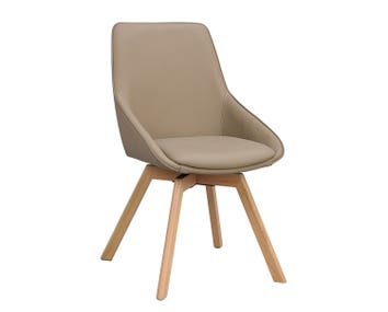 Alison stol i beige läder, ekben