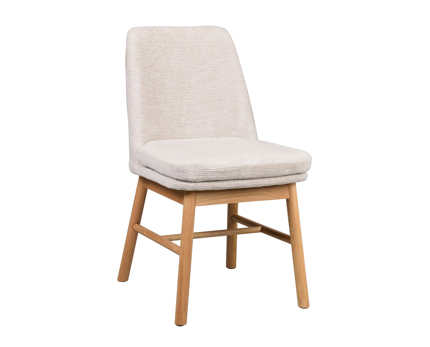 Amesbury matstol från Rowico i ljusbeige tyg och benställning i oljad ek. 