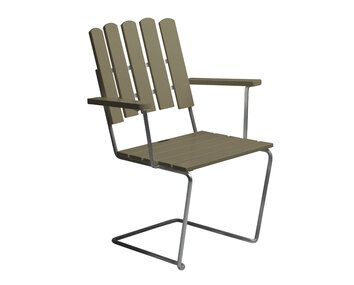 A2 Fåtölj i ljusgrön lackad ek med varmförzinkat stativ