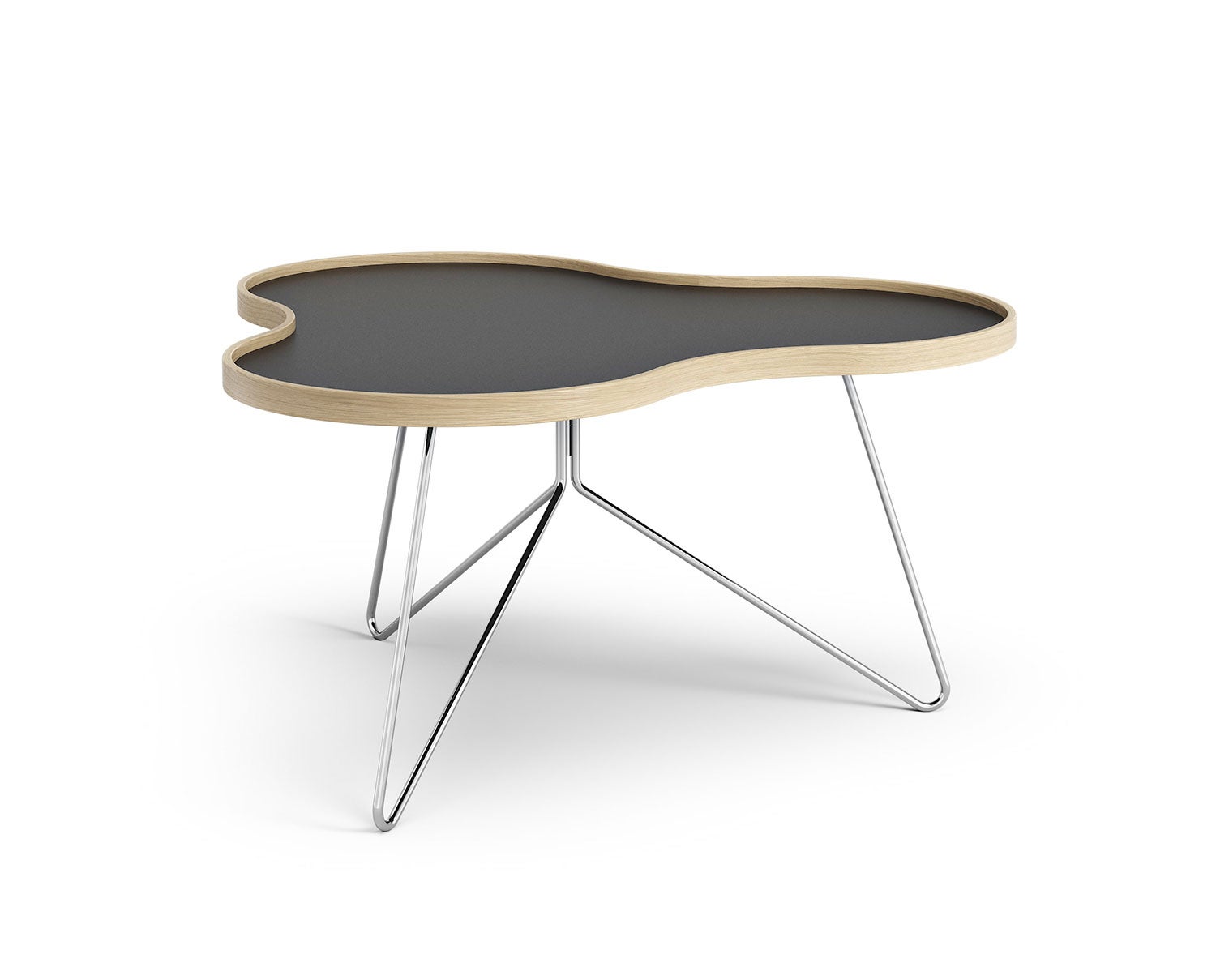 Flower-Table-90x84-Black-Laminate-Oak-Chrome-Metal-H45