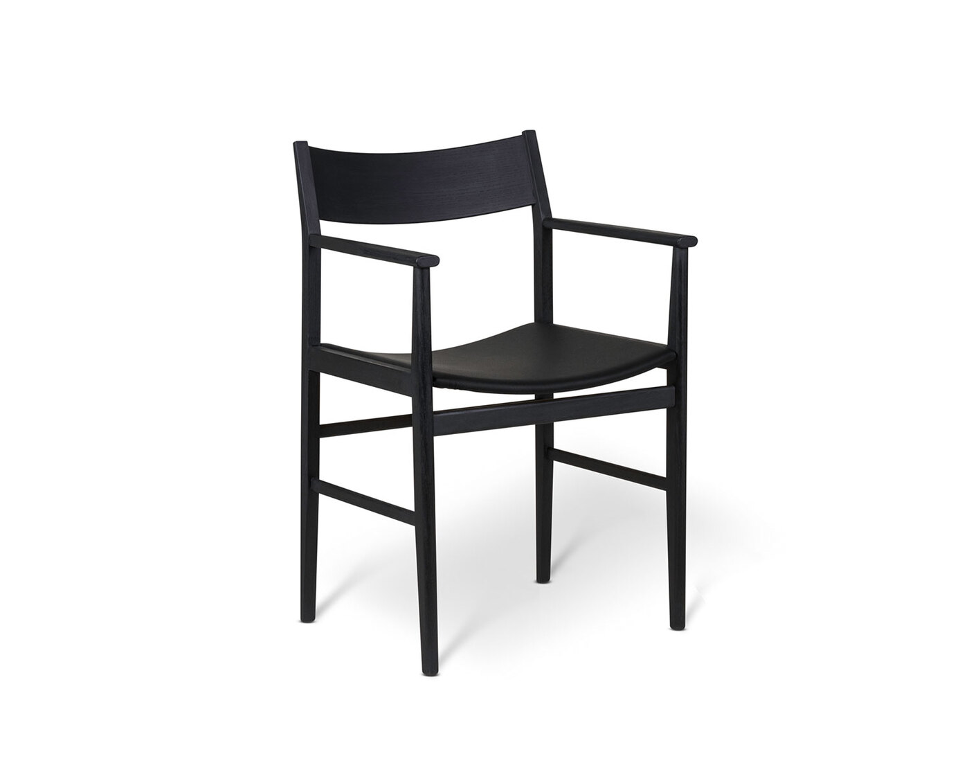 Siza Karmstol Svartlaserad Ask / Skinnsits