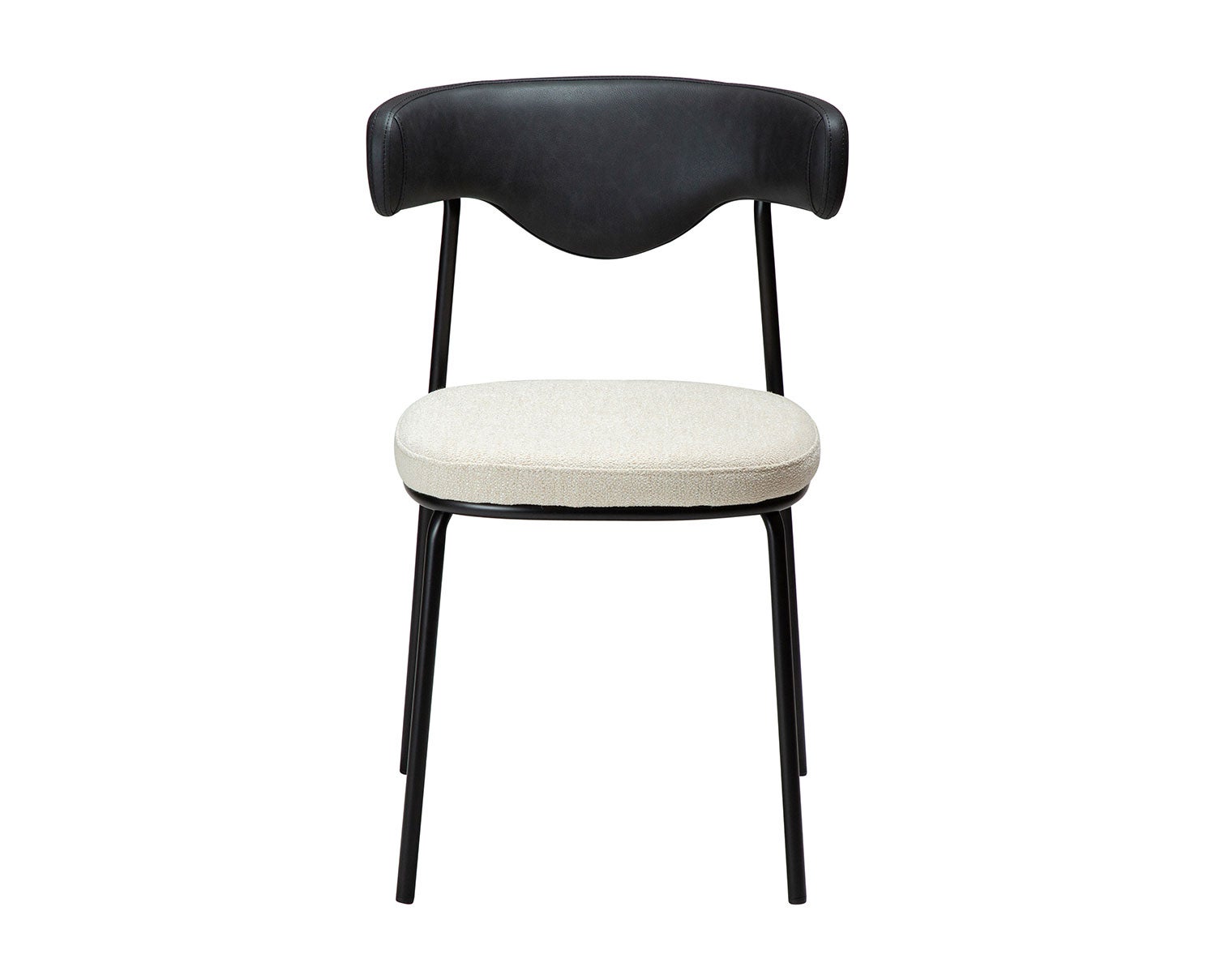 Lobe stol med rygg i Raven Black konstläder Simply beige Bouclé famifrån
