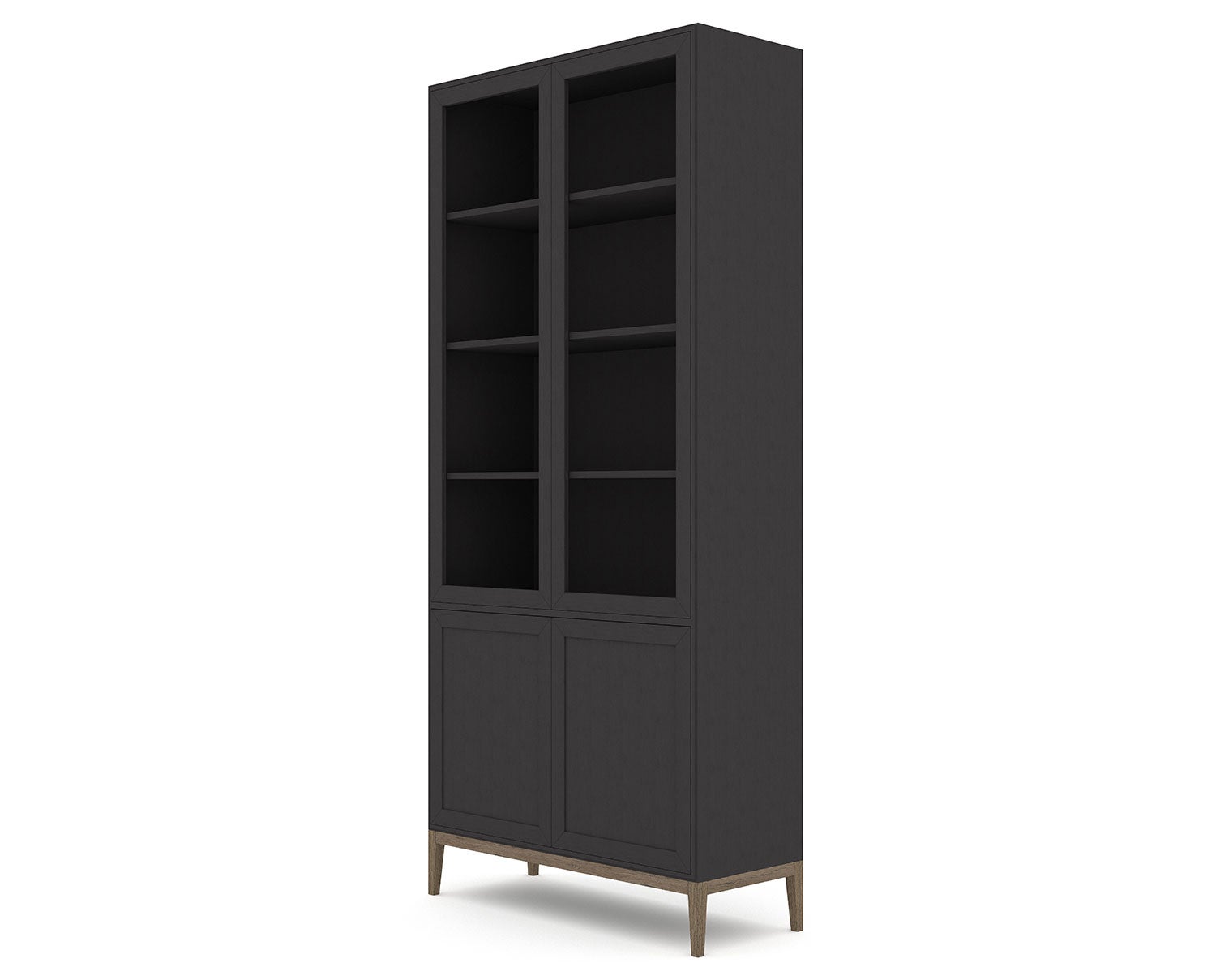 Edge 2.0 Vitrinskåp 4 Dörrar Black / Burned Walnut