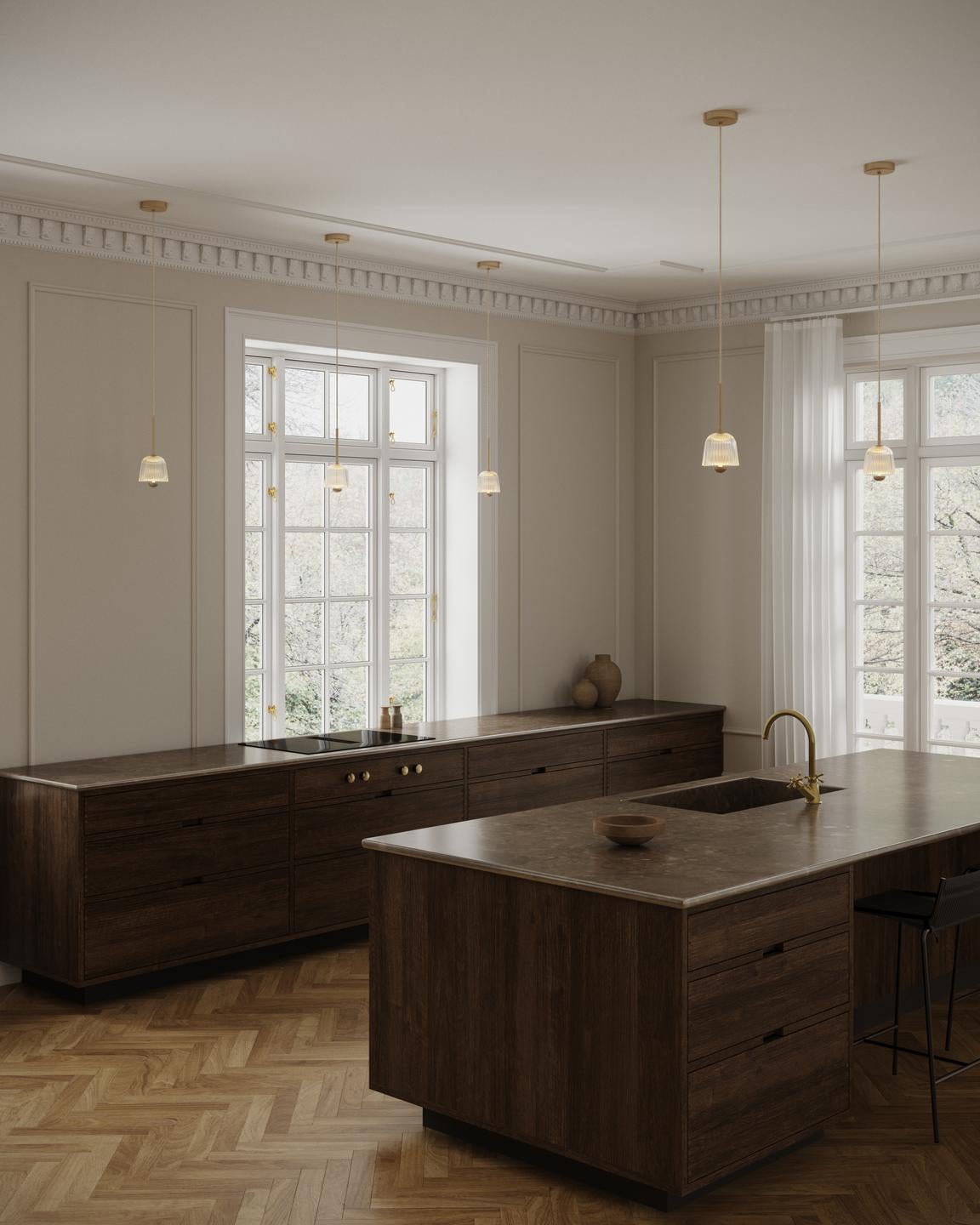 Nuura-Asteea-1Pendant-Satin-Brass-Ripple-Clear-Lifestyle