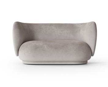 Rico Soffa 2-sits i tyget Faded Velvet Concrete