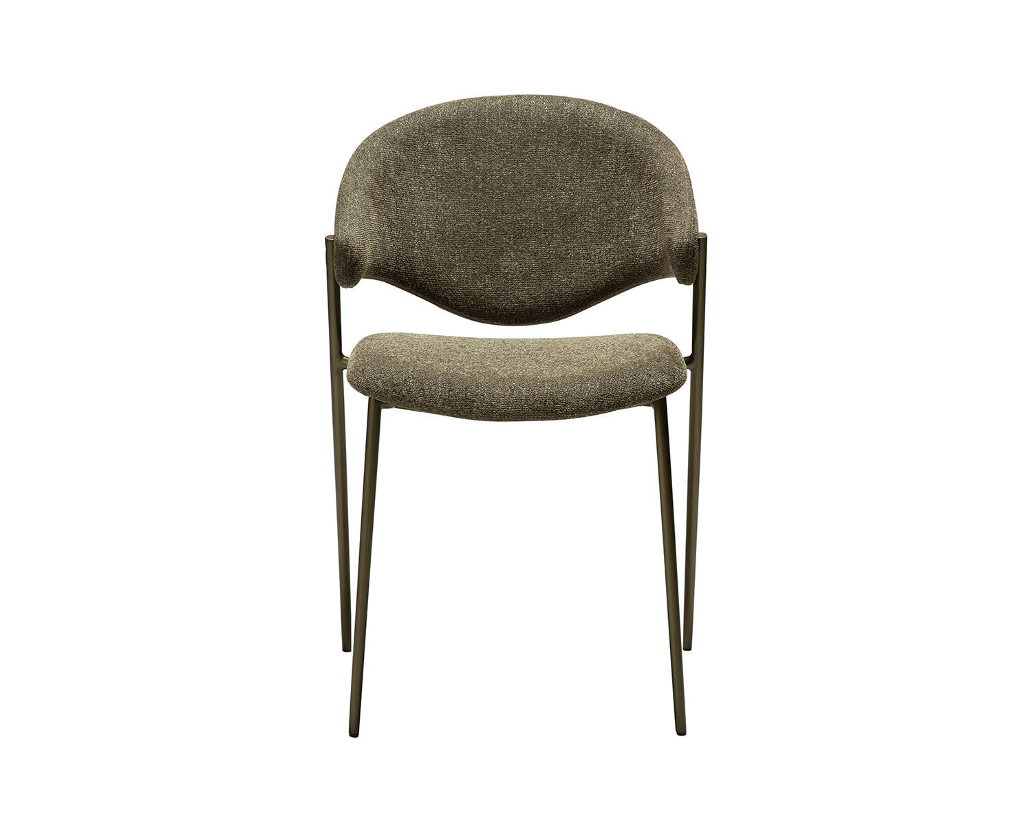 Zone stol i Dark Olive Boucle framifrån
