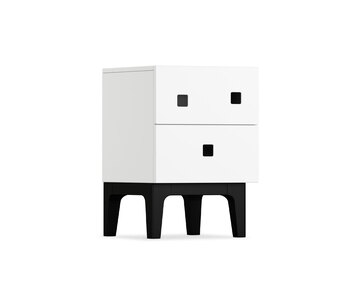 Peep S1 Sängbord i färgen Vit med ben i svartlackad ek