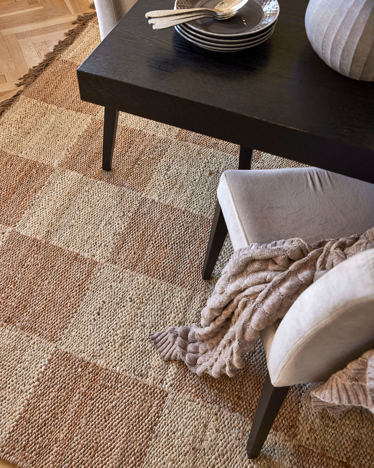 Jute Squares Matta under matsalsgrupp