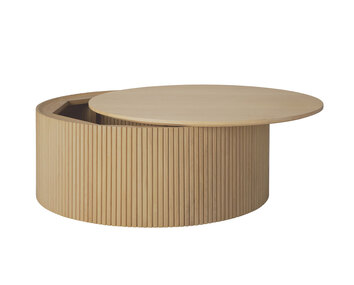 Roller Max Soffbord i diameter 80 centimeter i hårdvaxoljad ek med öppet lock