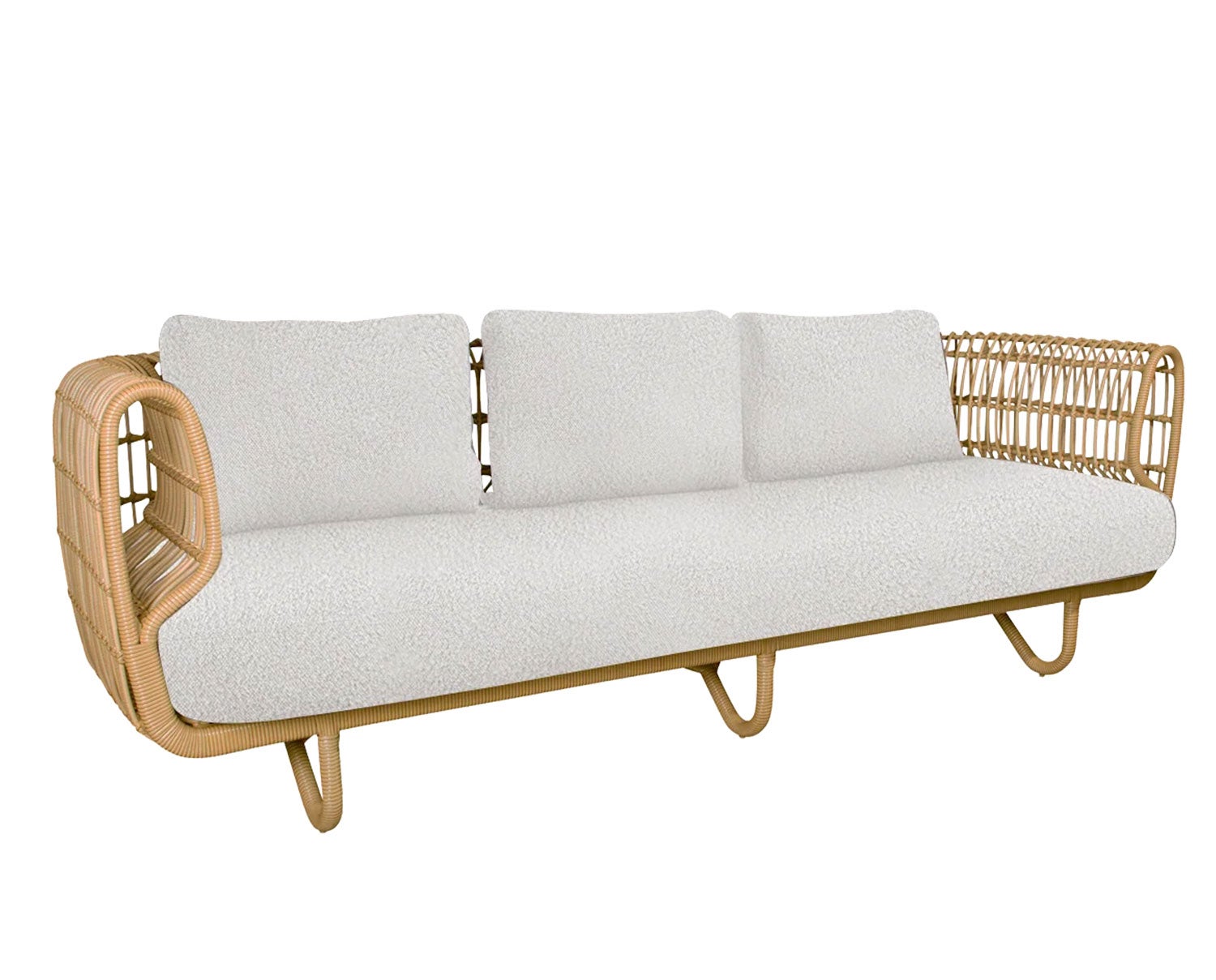 Nest 3-seater indoor sofa with white scent fabric from Cane-line