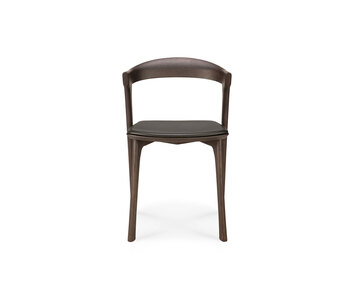 Bok Stol Brunlackad Ek med brunt läder