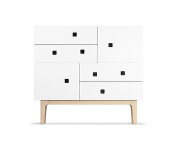 Peep B1 Byrå i färgen Grå med ben i vitpigmenterad ek