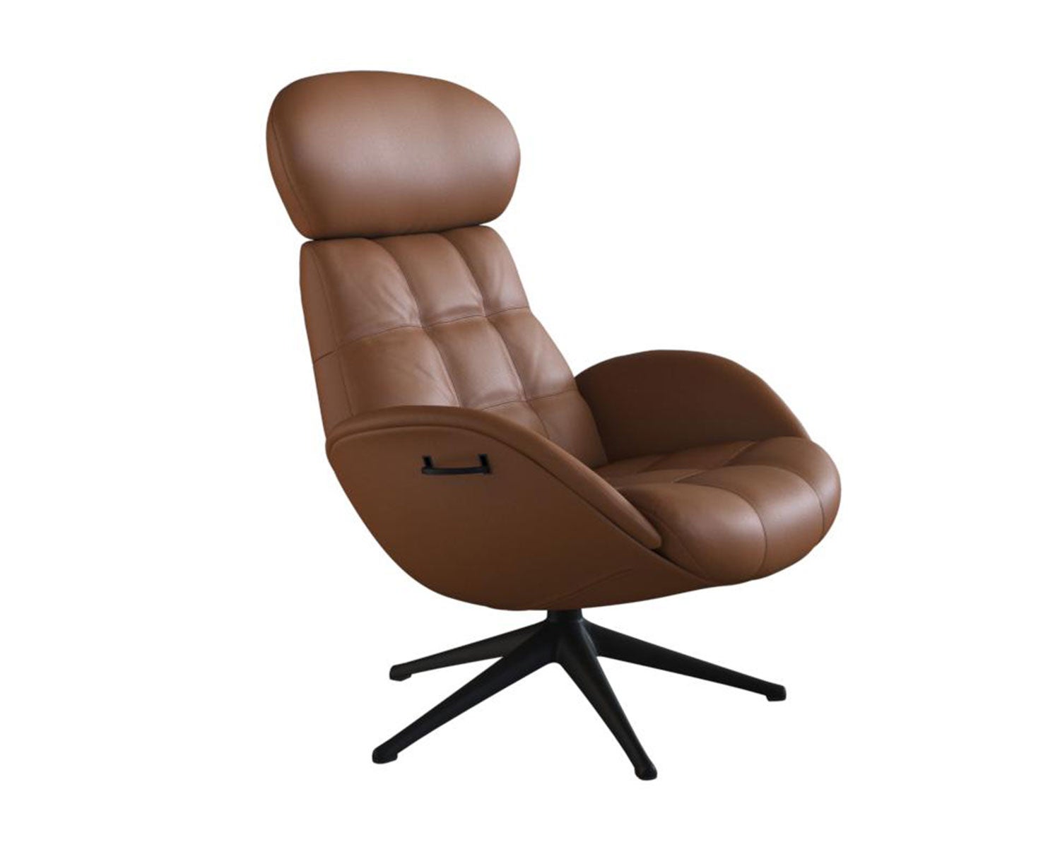 Chester Fåtölj i läder Omaha i färgen Cognac Brown med ben i svart aluminium