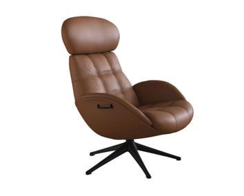 Chester Fåtölj i läder Omaha i färgen Cognac Brown med ben i svart aluminium