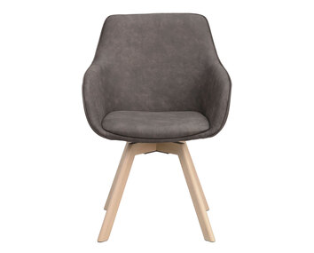 Alison karmstol i mörkgrå microfibertyg, vitpigmenterade ekben