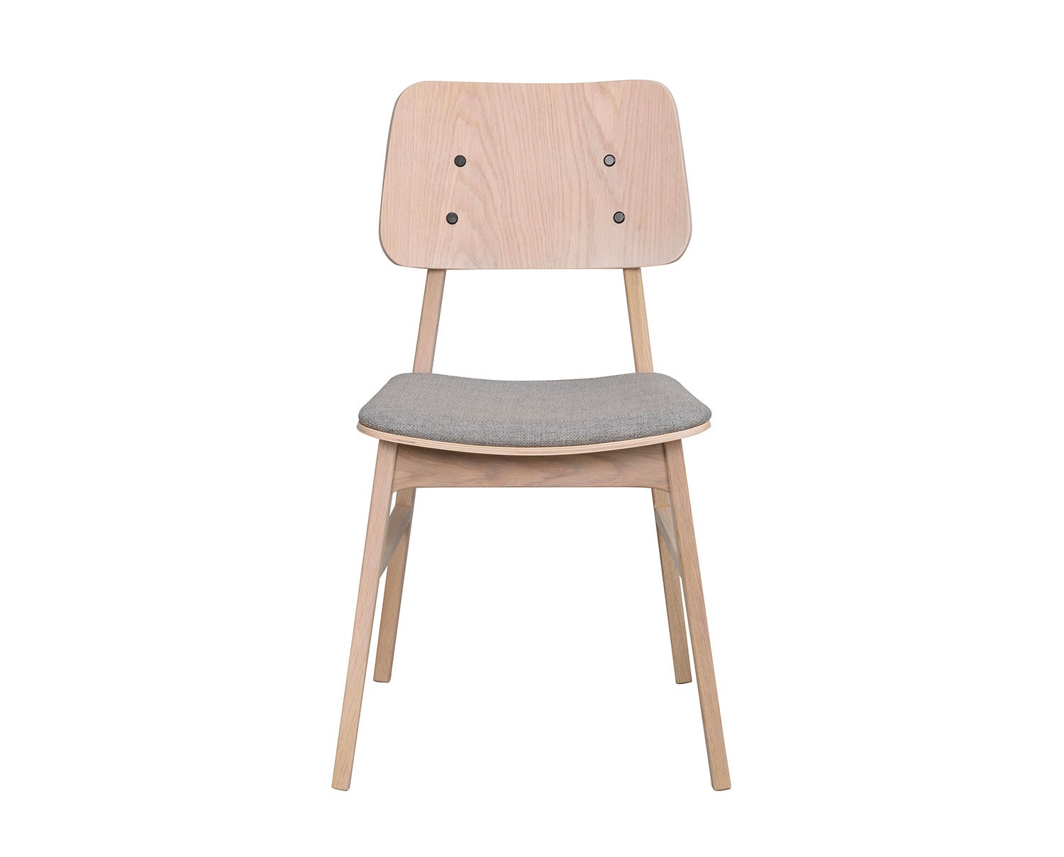 Nagano Stol i vitpigmenterad ek med ljusgrått tyg