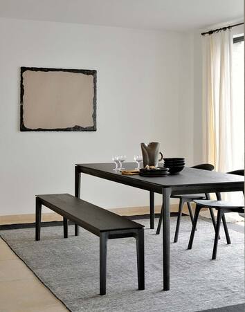 Bok Bänk och Bok Matbord i svart ek