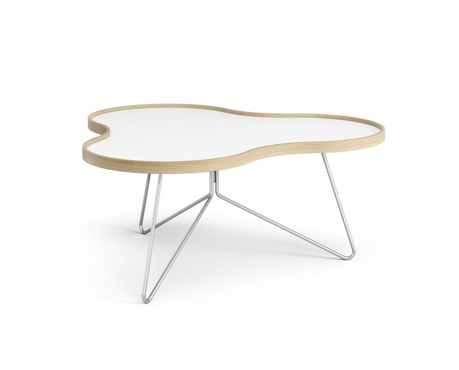 Flower-Table-90x84-White-Laminate-Oak-Chrome-Metal-H39