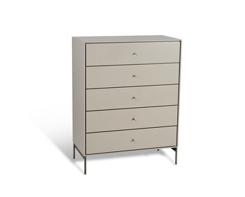 Volt Byrå 5 Lådor | Beigelack och med ben av rostfritt stål