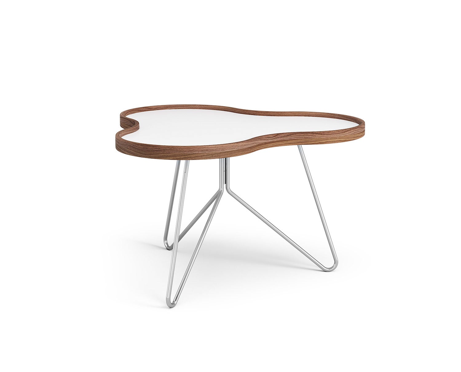 Flower-Table-66x62-White-Laminate-Walnut-Chrome-Metal-H39