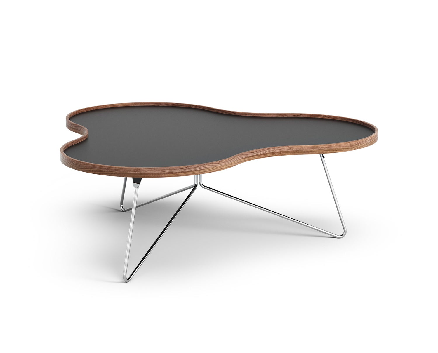 Flower-Table-114x107-Black-Laminate-Walnut-Chrome-Metal-H39