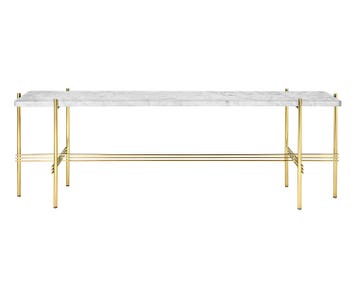 TS Console low i mässing/ vit marmor