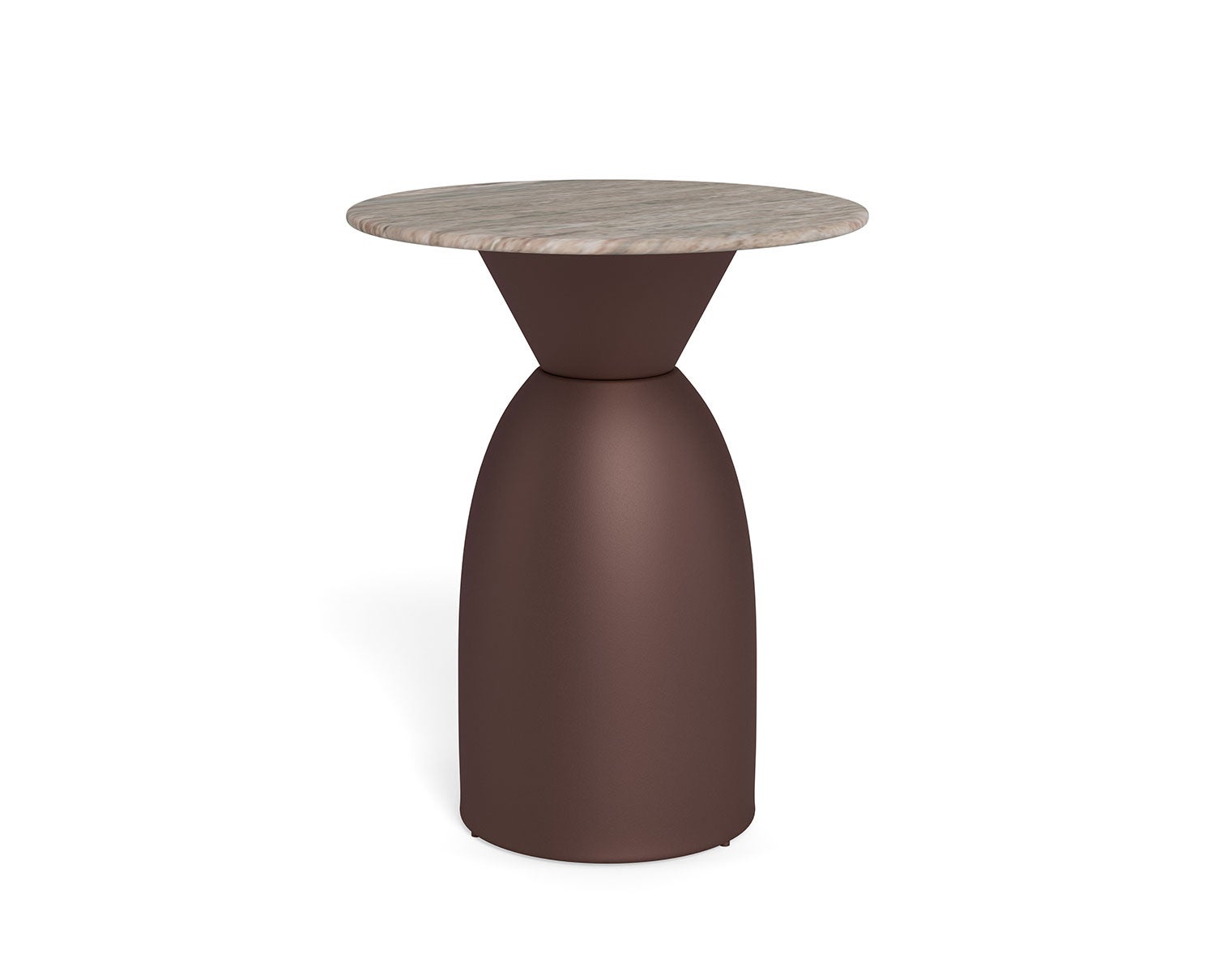 Ferrol soffbord i grå marmor med bronsfärgad stålfot.