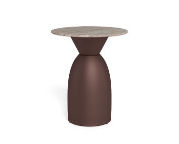 Ferrol soffbord i grå marmor med bronsfärgad stålfot.