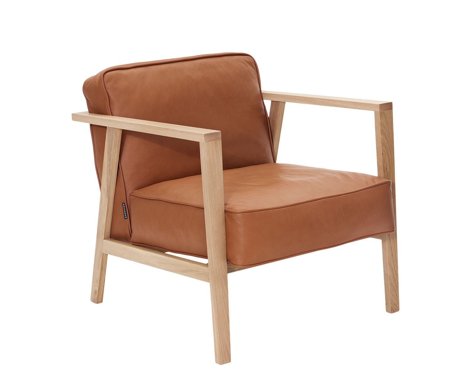 LC1 Loungefåtölj vitpigmenterad ek och sits i cognac läder från Andersen Furniture