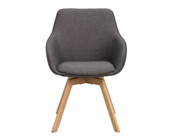 Alison karmstol i mörkgrått tyg, ekben