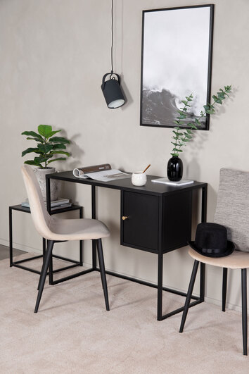 Bakal Skrivbord Svart med beige stol