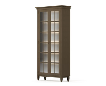 Stockholm Vitrinskåp med två dörrar och glassidor i utförandet Mocha