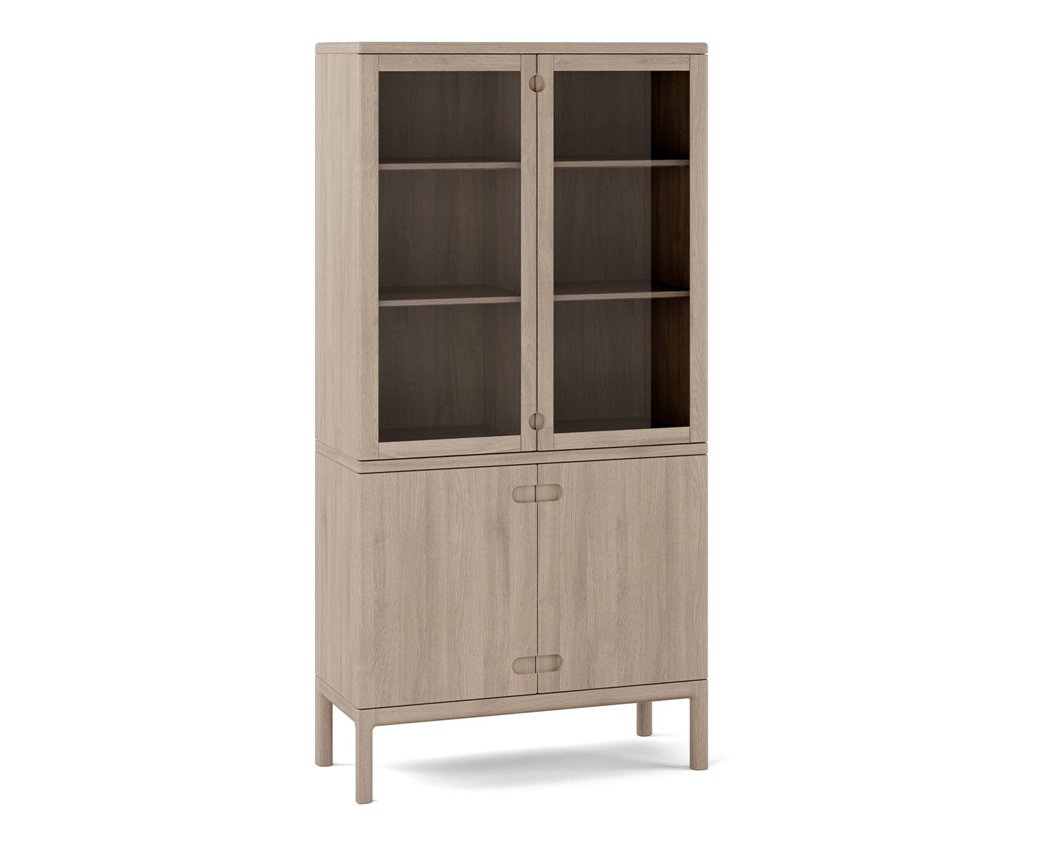 Prio Vitrinskåp i massiv ek i ljus mattlack