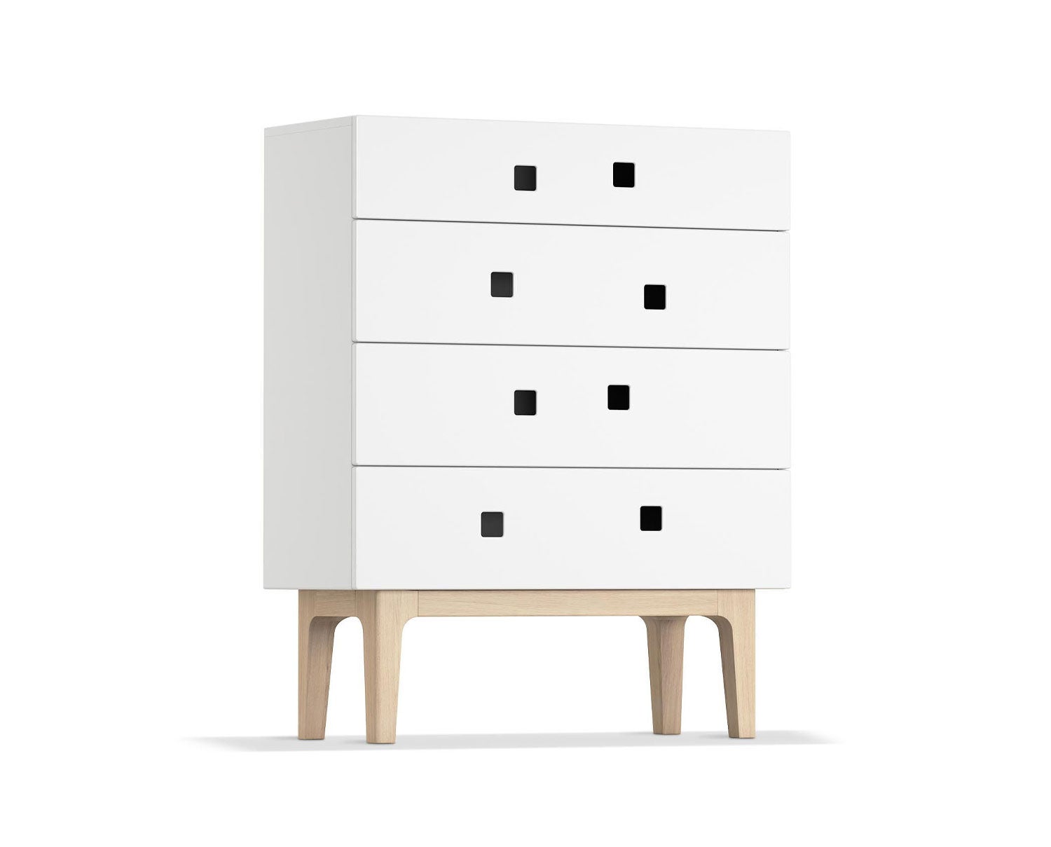 Peep B3 Byrå i färgen Vit med ben i vitpigmenterad ek