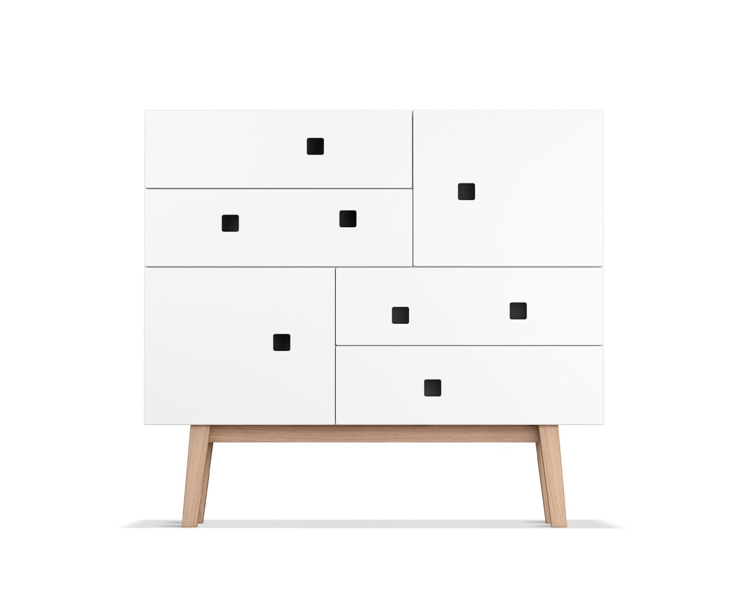 Peep B1 Byrå i färgen Vit med ben i ek