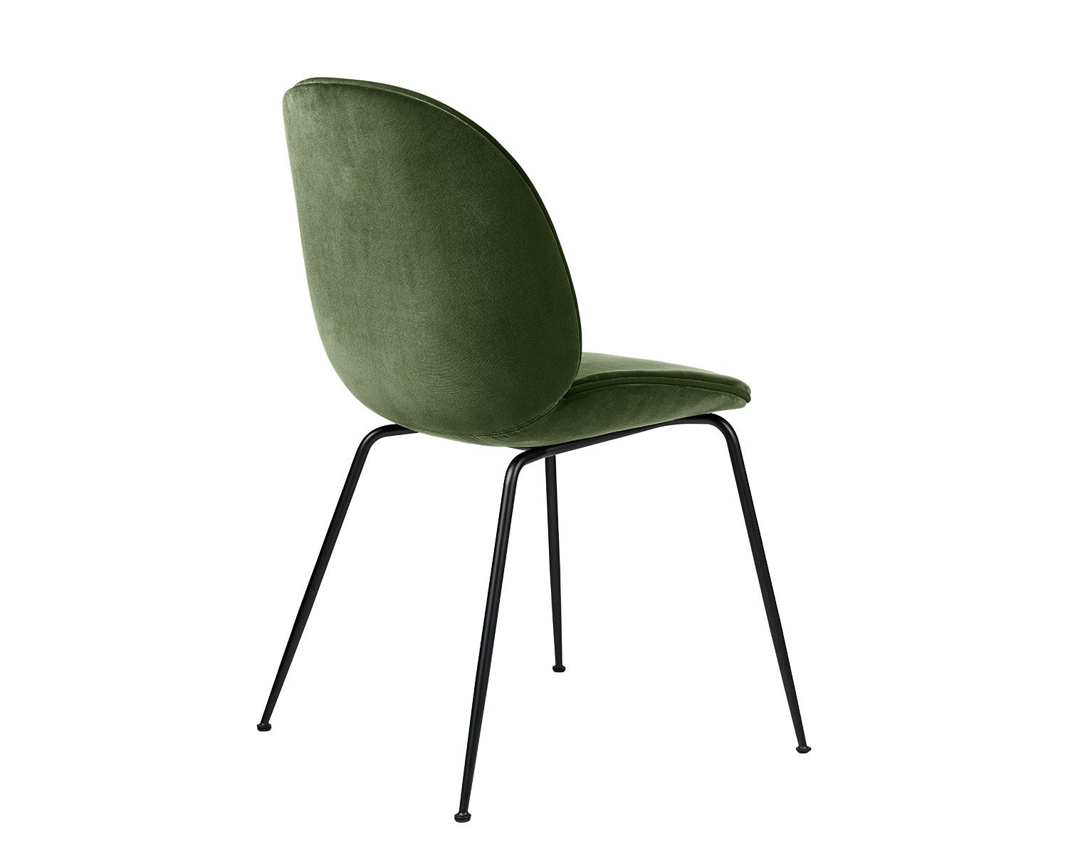 Beetle stol, conic metallben i svart - tyg Velvet Dandy Smokey Green