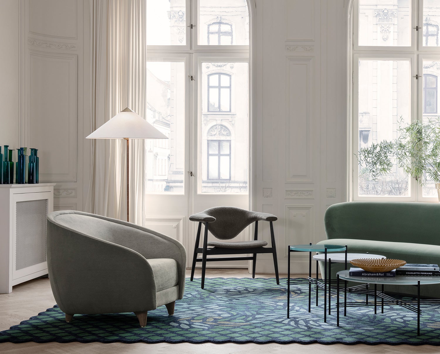 9602 Golvlampa Tyg Canvas som del av soffgrupp i vardagsrum