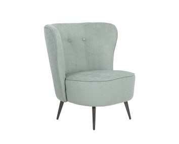 Carmen fåtölj tyg Evita Ice, ben borstad svart krom