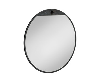 Tillbakablick Spegel Rund Svartbetsad Björk