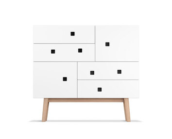 Peep B1 Byrå i färgen Vit med ben i ek