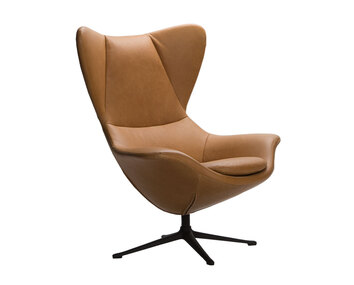 Stilo Fåtölj i lädret Nature Cognac med ben i svart aluminium