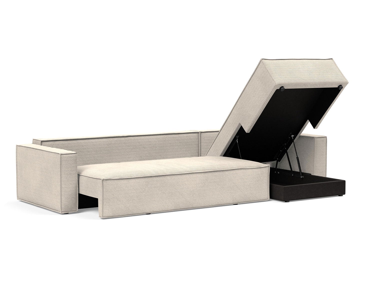 Newilla Bäddsoffa med divan klädd i tyget 594 Corduroy Ivory