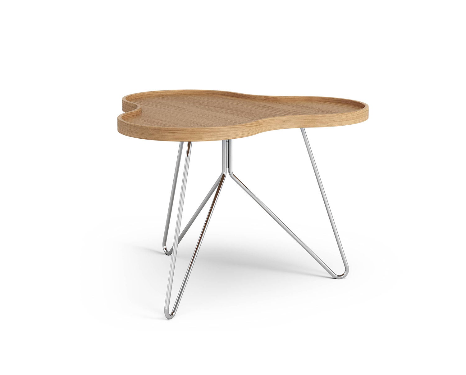 Flower-Mono-Table-66x62-Oiled-Oak-Chrome-Metal-H45