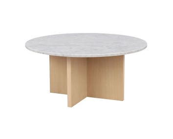 Brooksville Soffbord Runt Vit Marmor / Vitpigmenterad Ek