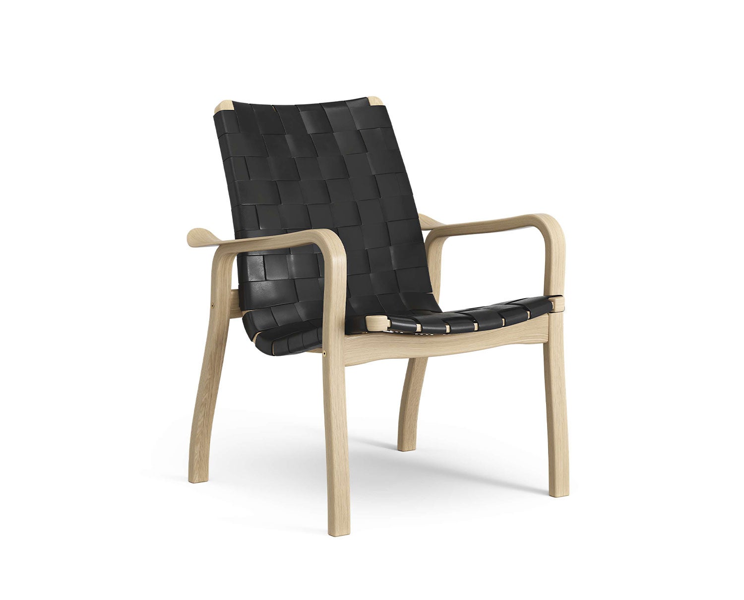 Swedese-Primo-Low-Varnished-Oak-Strap-Leather-Black