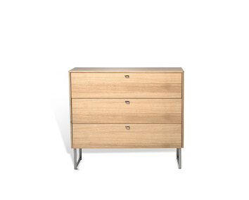 Deus Byrå med tre lådor i vitpigmenterad ek